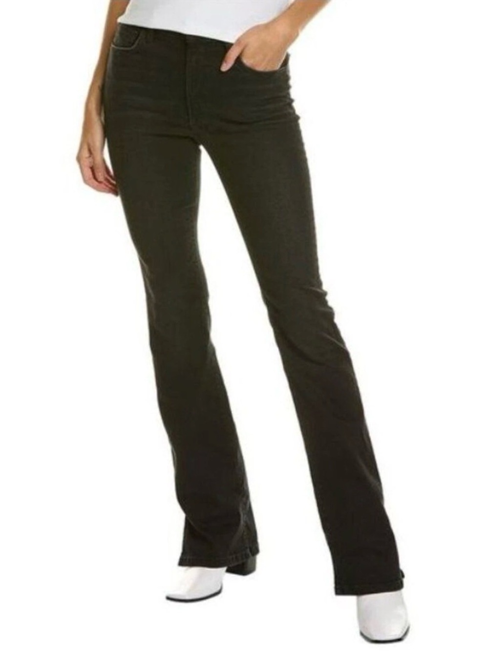 Joe's‎ Jeans Amber High-Rise Washed Black Raw Hem Jeans.